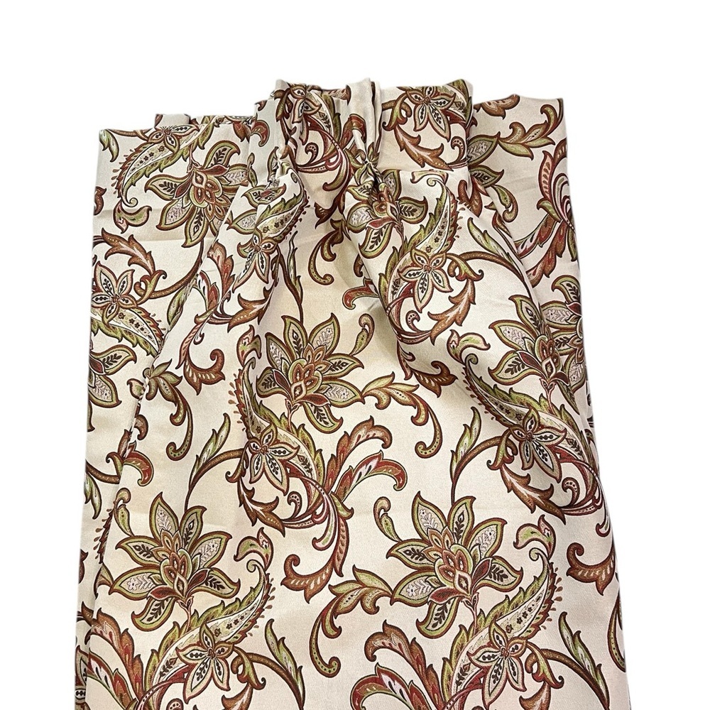 Pair Jacobean Floral Lined Curtain Panels Drapes Pinch Pleat 85” long